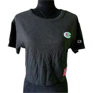 Champion Women’s Black Reverse Weave Cropped Short Sleeve Top Small
